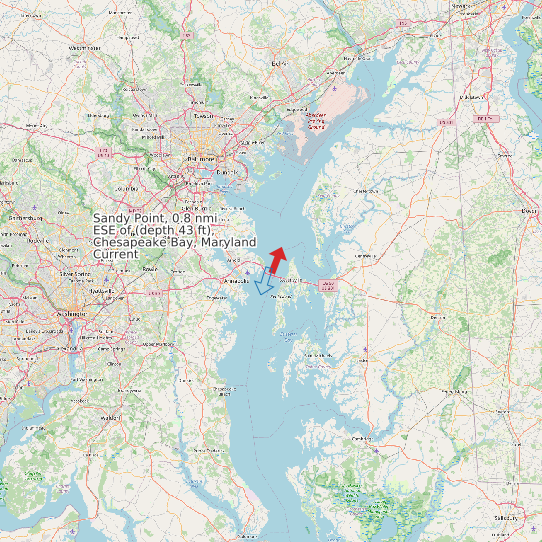 Sandy Point, 0.8 nmi ESE of (depth 43 ft), Chesapeake Bay, Maryland Current map