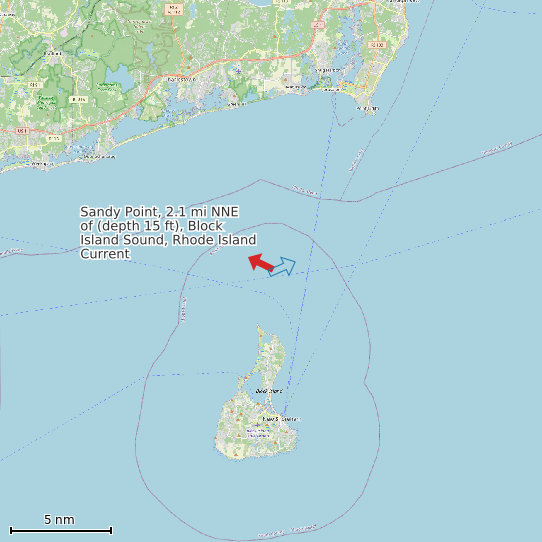 Map of Sandy Point, 2.1 mi NNE of (depth 15 ft), Block Island Sound, Rhode Island Current Prediction Station