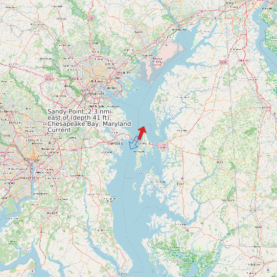 Sandy Point, 2.3 nmi east of (depth 41 ft), Chesapeake Bay, Maryland Current map