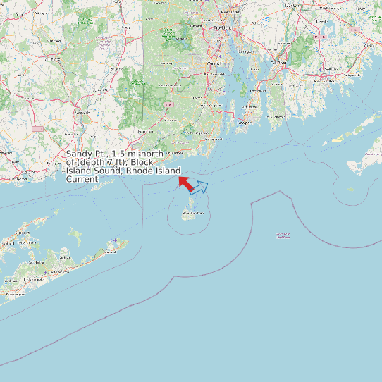 Sandy Pt., 1.5 mi north of (depth 7 ft), Block Island Sound, Rhode Island Current map