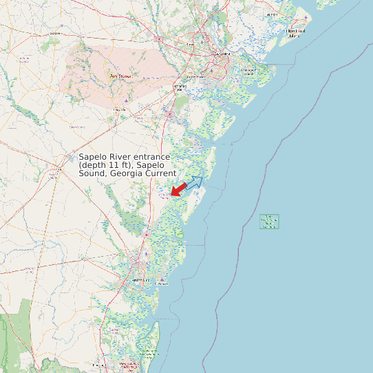 Map of Sapelo River entrance (depth 11 ft), Sapelo Sound, Georgia Current Prediction Station