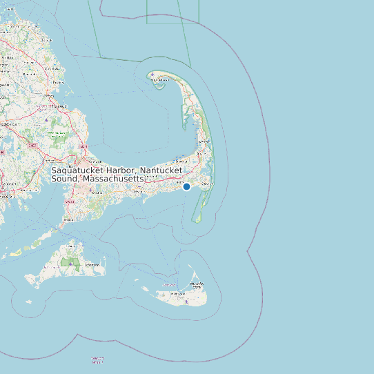 Map of Saquatucket Harbor, Nantucket Sound, Massachusetts Tide Prediction Station