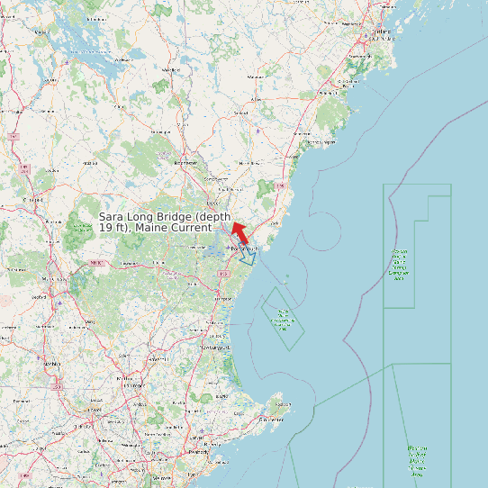 Sara Long Bridge (depth 19 ft), Maine Current map