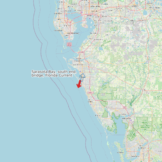 Sarasota Bay, south end, bridge, Florida Current map