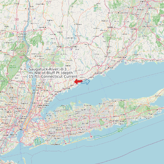 Saugatuck River, 0.3 mi NW of Bluff Pt (depth 15 ft), Connecticut Current map