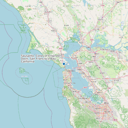 Map of Sausalito, Corps of Engineers Dock, San Francisco Bay, California Tide Prediction Station
