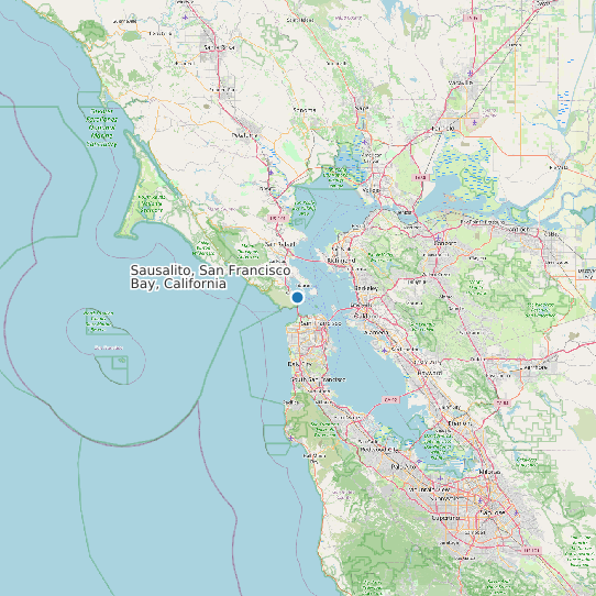 Map of Sausalito, San Francisco Bay, California Tide Prediction Station