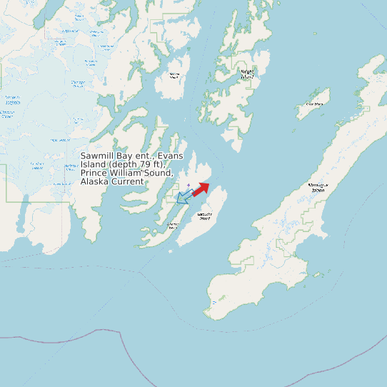Sawmill Bay ent., Evans Island (depth 79 ft), Prince William Sound, Alaska Current map