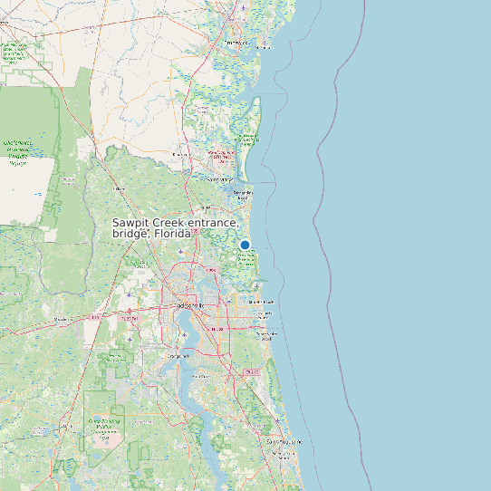 Sawpit Creek entrance, bridge, Florida map