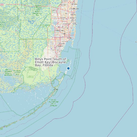 Billys Point, south of, Elliott Key, Biscayne Bay, Florida map
