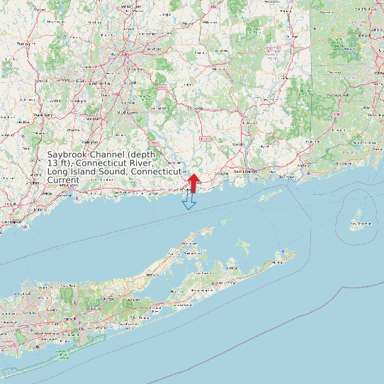 Map of Saybrook Channel (depth 13 ft), Connecticut River, Long Island Sound, Connecticut Current Prediction Station