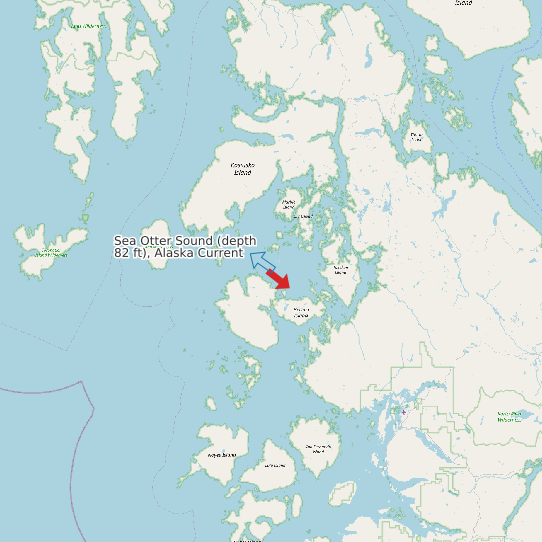 Sea Otter Sound (depth 82 ft), Alaska Current map