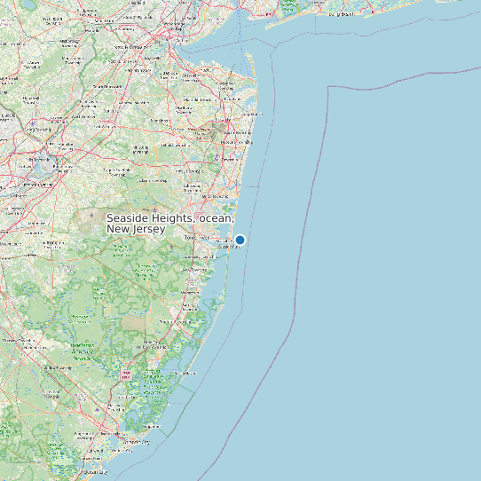 Seaside Heights, ocean, New Jersey map