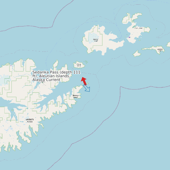 Map of Sedanka Pass (depth 111 ft), Aleutian Islands, Alaska Current Prediction Station