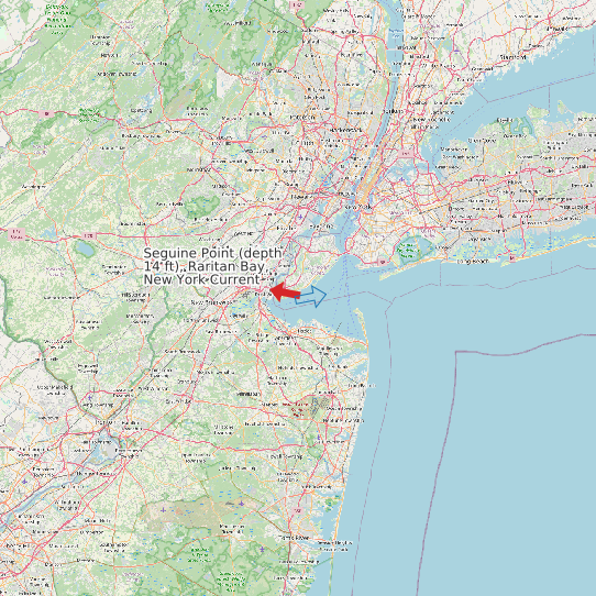 Seguine Point (depth 14 ft), Raritan Bay, New York Current map