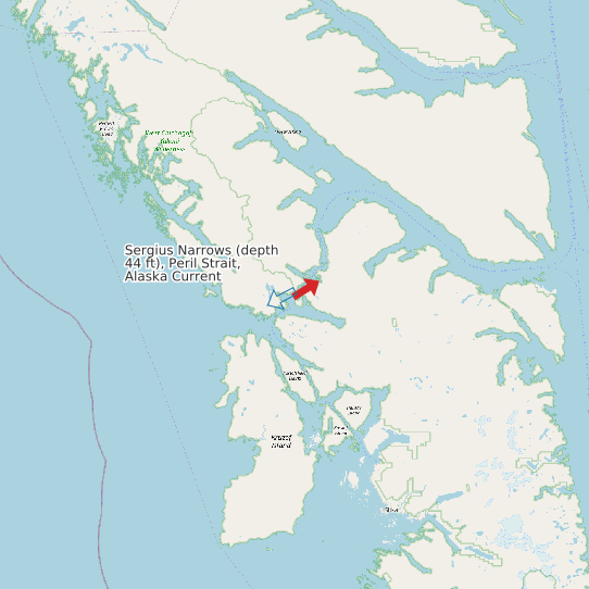 Sergius Narrows (depth 44 ft), Peril Strait, Alaska Current map