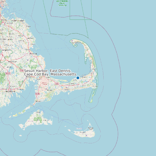 Map of Sesuit Harbor, East Dennis, Cape Cod Bay, Massachusetts Tide Prediction Station