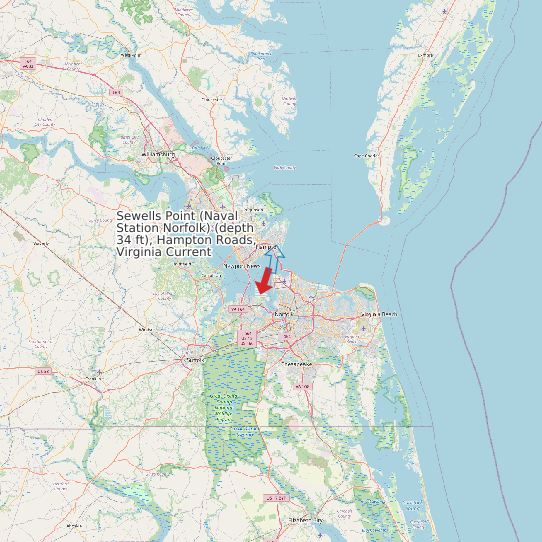 Sewells Point (Naval Station Norfolk) (depth 34 ft), Hampton Roads, Virginia Current map