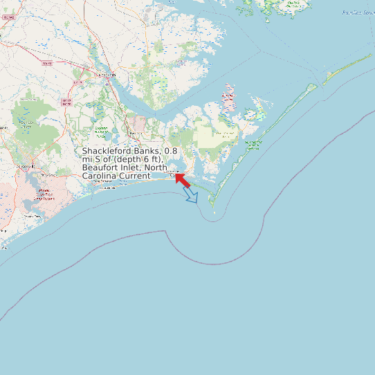 Map of Shackleford Banks, 0.8 mi S of (depth 6 ft), Beaufort Inlet, North Carolina Current Prediction Station