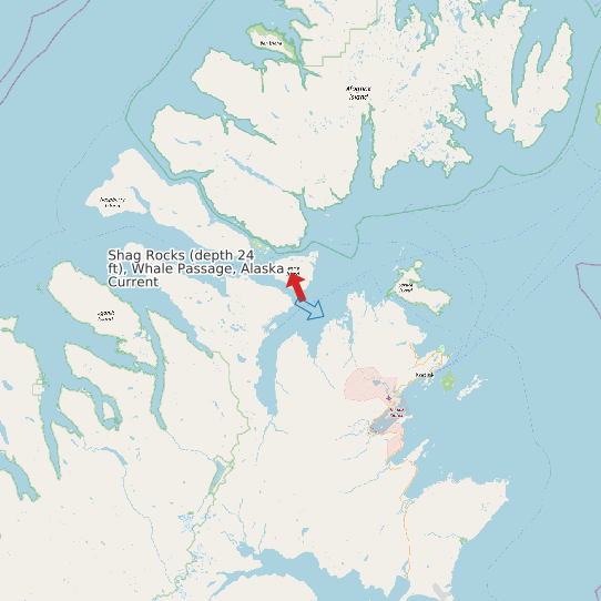 Map of Shag Rocks (depth 24 ft), Whale Passage, Alaska Current Prediction Station