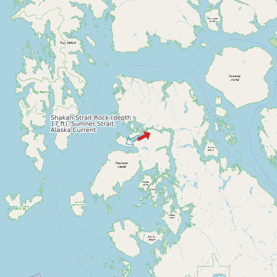 Shakan Strait Rock (depth 17 ft), Sumner Strait, Alaska Current map