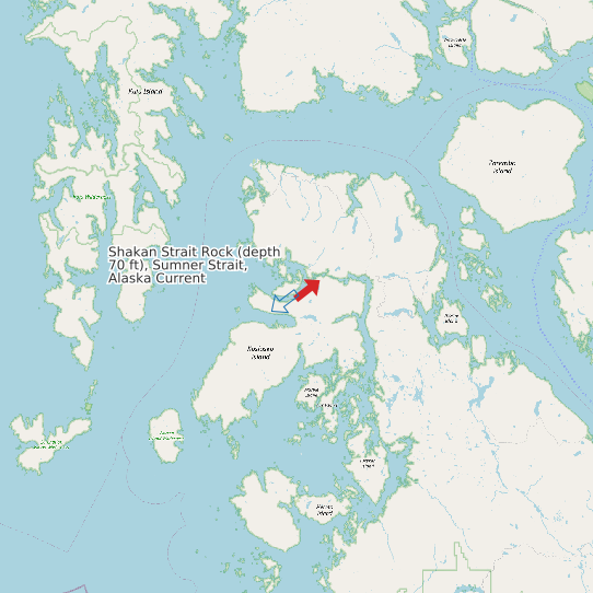 Shakan Strait Rock (depth 70 ft), Sumner Strait, Alaska Current map