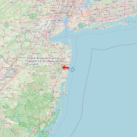 Map of Shark River entrance (depth 15 ft), New Jersey Current Prediction Station