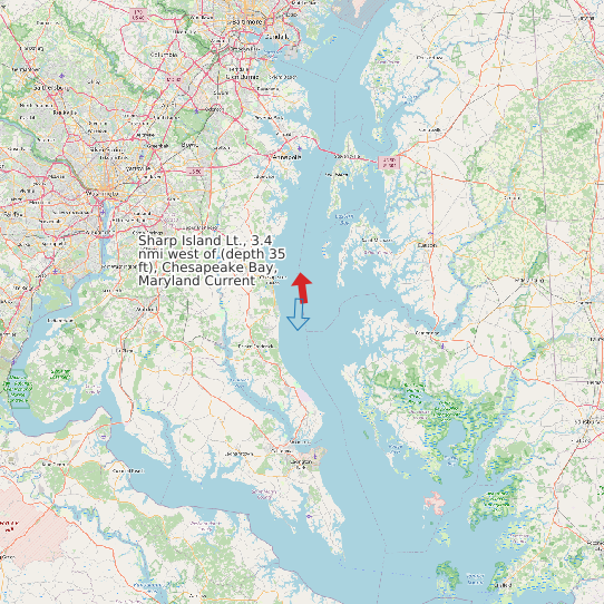 Map of Sharp Island Lt., 3.4 nmi west of (depth 35 ft), Chesapeake Bay, Maryland Current Prediction Station