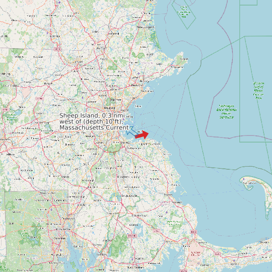 Sheep Island, 0.3 nmi west of (depth 10 ft), Massachusetts Current map