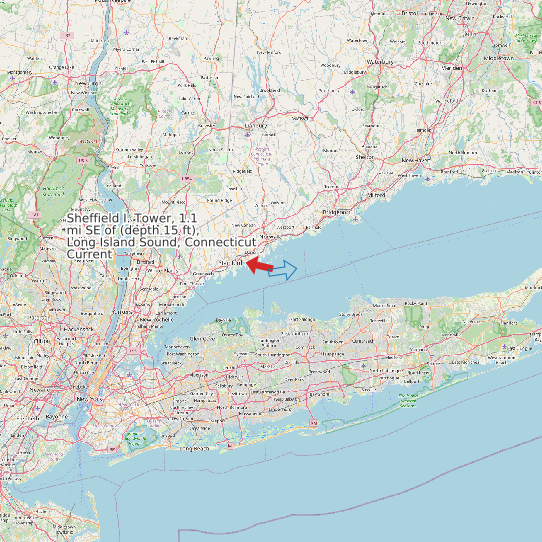 Sheffield I. Tower, 1.1 mi SE of (depth 15 ft), Long Island Sound, Connecticut Current map