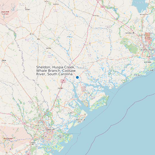 Sheldon, Huspa Creek, Whale Branch, Coosaw River, South Carolina map