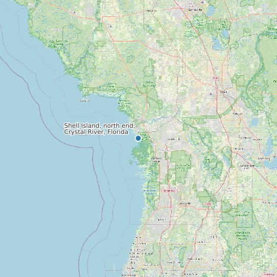 Shell Island, north end, Crystal River, Florida map