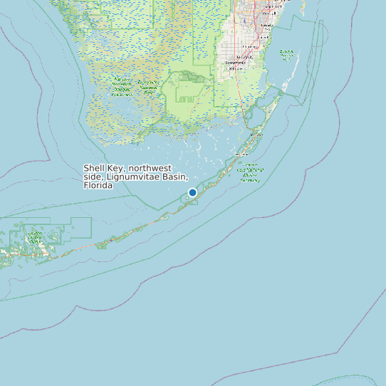 Map of Shell Key, northwest side, Lignumvitae Basin, Florida Tide Prediction Station