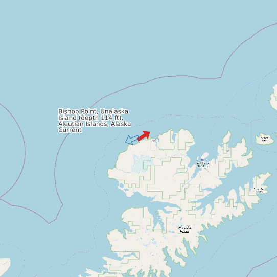 Map of Bishop Point, Unalaska Island (depth 114 ft), Aleutian Islands, Alaska Current Prediction Station