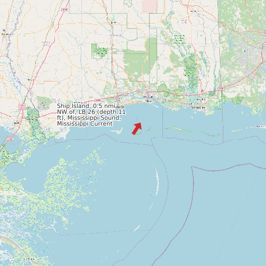 Map of Ship Island, 0.5 nmi NW of, LB 26 (depth 11 ft), Mississippi Sound, Mississippi Current Prediction Station