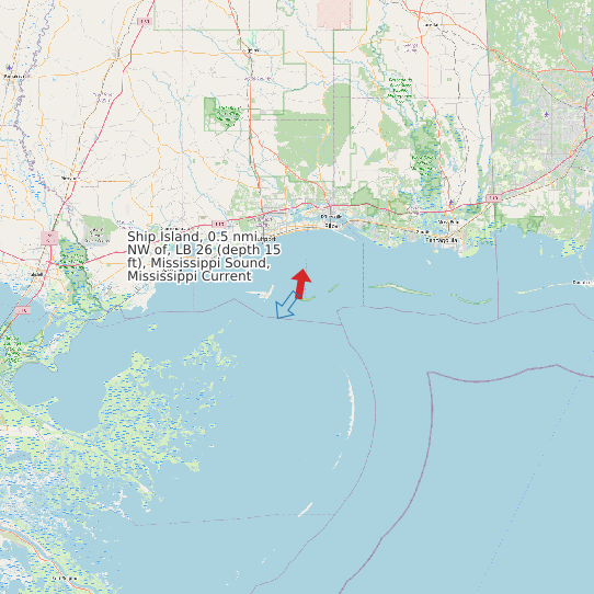 Ship Island, 0.5 nmi NW of, LB 26 (depth 15 ft), Mississippi Sound, Mississippi Current map