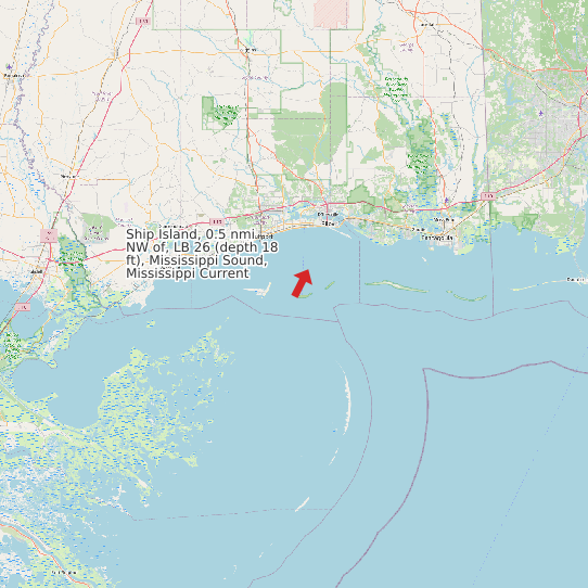 Map of Ship Island, 0.5 nmi NW of, LB 26 (depth 18 ft), Mississippi Sound, Mississippi Current Prediction Station