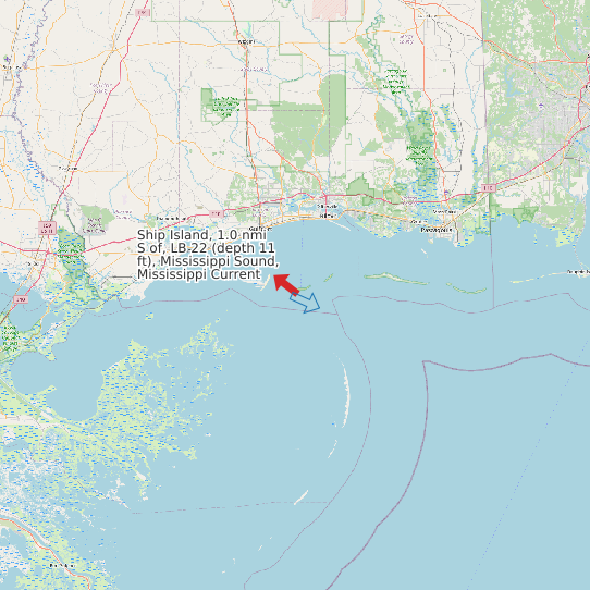 Ship Island, 1.0 nmi S of, LB 22 (depth 11 ft), Mississippi Sound, Mississippi Current map