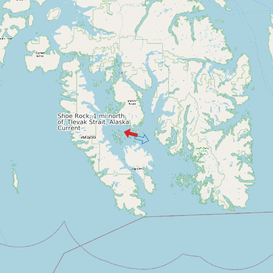 Shoe Rock, 1 mi north of, Tlevak Strait, Alaska Current map