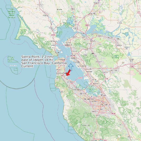 Sierra Point, 1.2 nmi east of (depth 18 ft), San Francisco Bay, California Current map