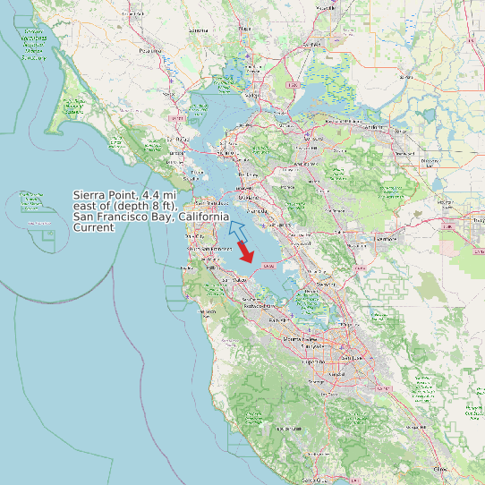 Map of Sierra Point, 4.4 mi east of (depth 8 ft), San Francisco Bay, California Current Prediction Station