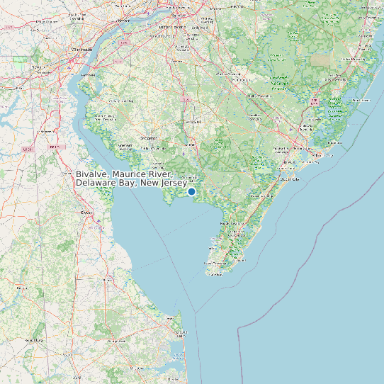Map of Bivalve, Maurice River, Delaware Bay, New Jersey Tide Prediction Station