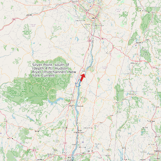 Map of Silver Point, south of (depth 4 ft), Hudson River (midchannel), New York Current Prediction Station