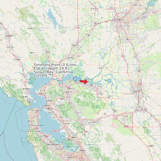 Simmons Point, 0.6 nmi ESE of (depth 19 ft), Suisun Bay, California Current map