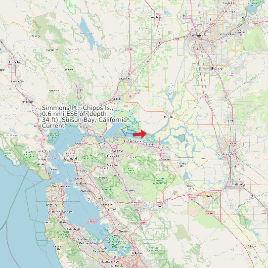 Simmons Pt., Chipps Is., 0.6 nmi ESE of (depth 34 ft), Suisun Bay, California Current map