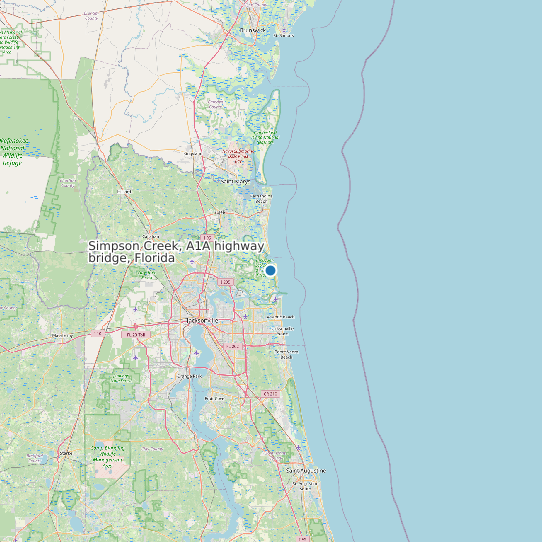 Simpson Creek, A1A highway bridge, Florida map