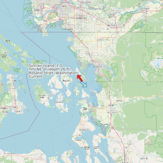 Sinclair Island, 1.0 nmi NE of (depth 26 ft), Rosario Strait, Washington Current map