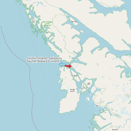 Sinitsin Island, Salisbury Sound, Alaska Current map