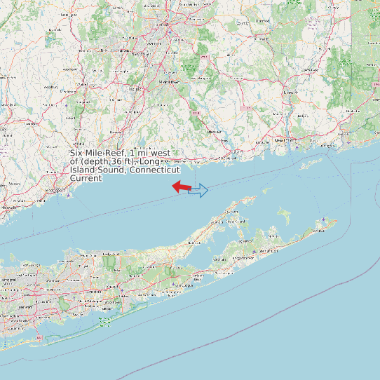 Six Mile Reef, 1 mi west of (depth 36 ft), Long Island Sound, Connecticut Current map