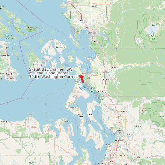 Skagit Bay channel, SW of Hope Island (depth 39 ft), Washington Current map